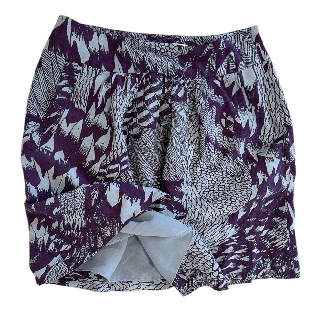 New Banana Republic Heritage Silk Blend Purple Tribal Print Skirt Pockets